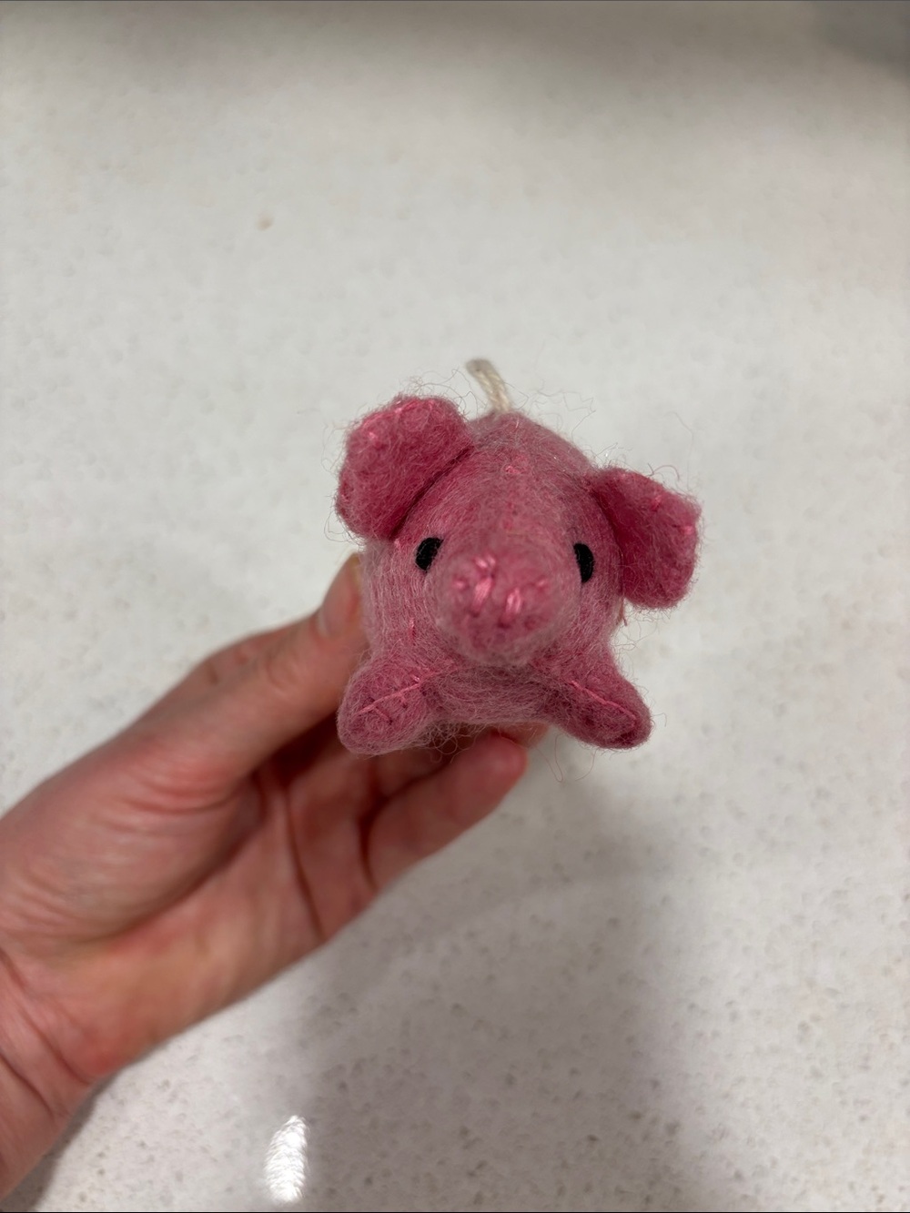 West Elm Pink Felt Elephant Ornament